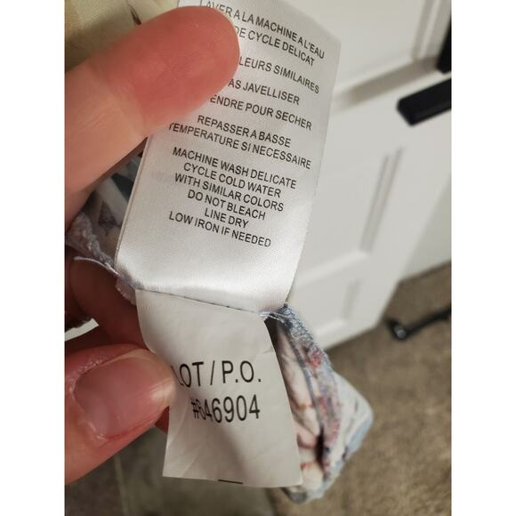 Women's Tribal Jeans Blue Floral Viscose V-Neck Knee Length Dress | Size Small - Picture 12 of 12